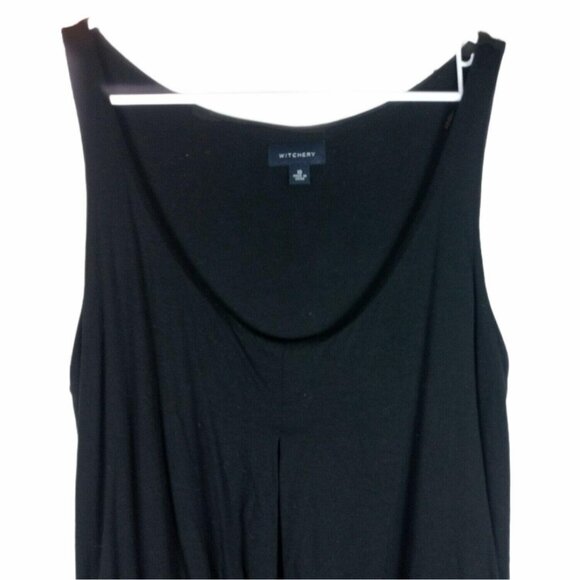 Witchery Dress Womens 10 Black Sleeveless Midi Tencel Drop Waist From Australia - Picture 2 of 11